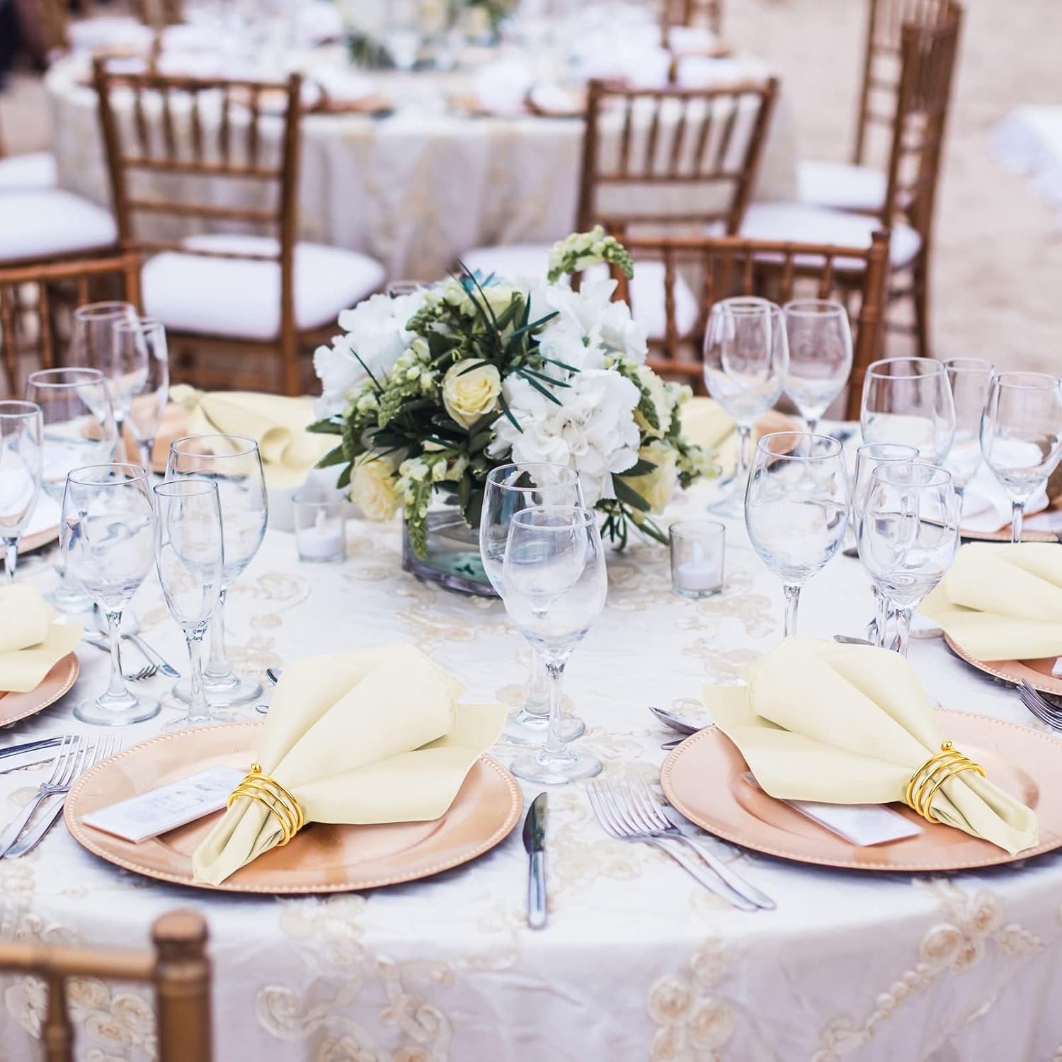 MCEAST Satin Cloth Napkins and Napkin Rings Set