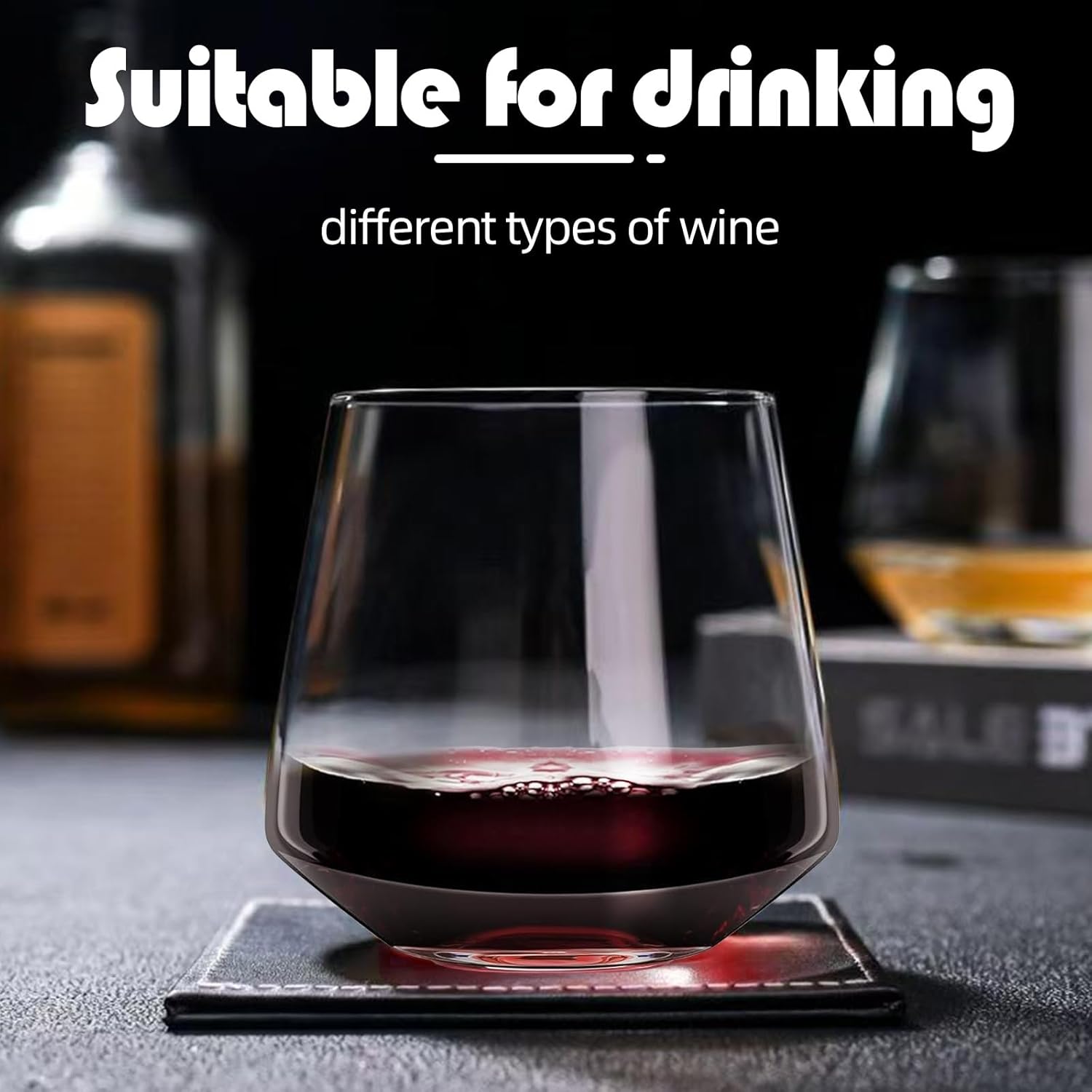 Stemless Wine Glasses Set of 4 for Daily Use