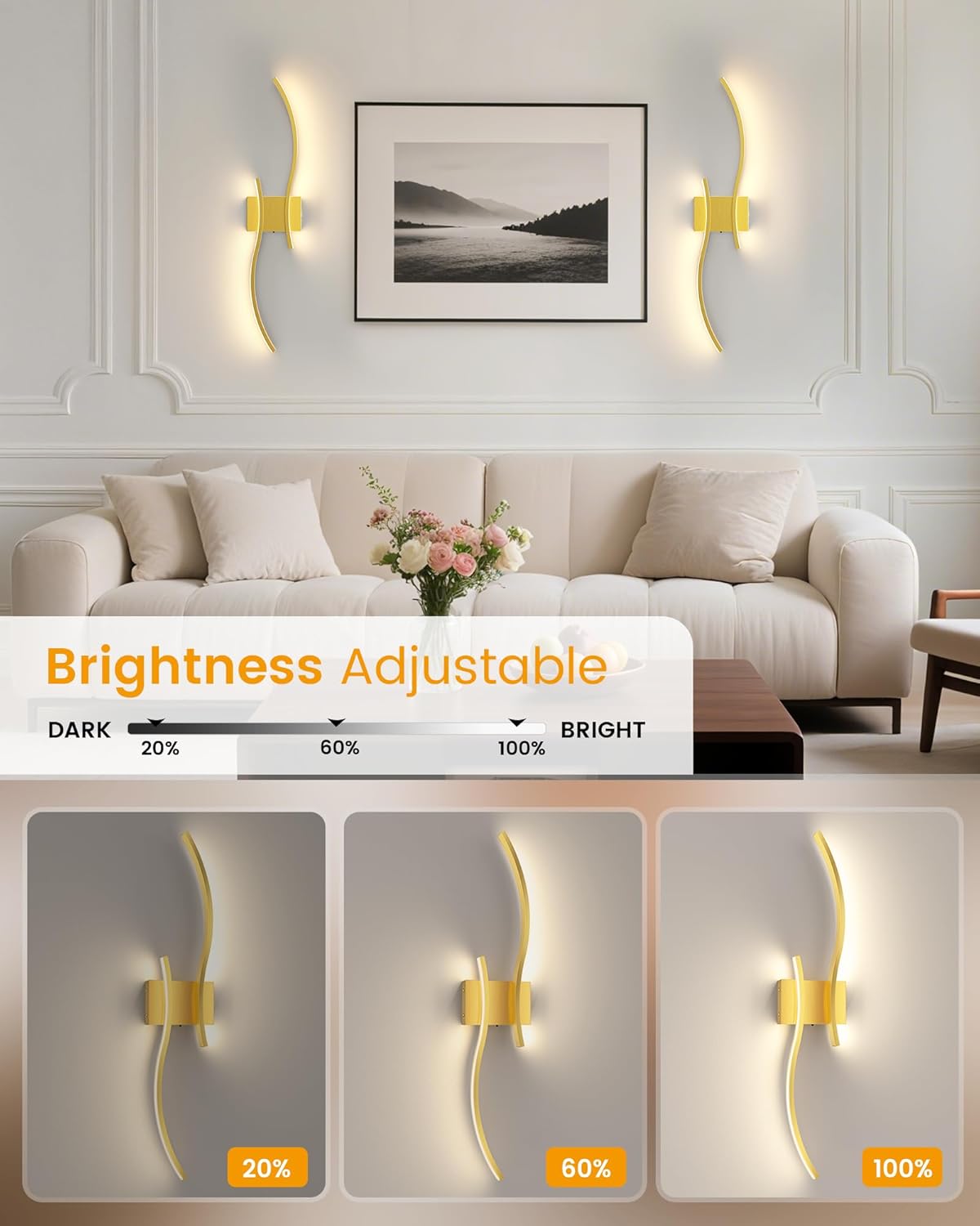 NIORSUN Battery Operated Wall Lights with Remote