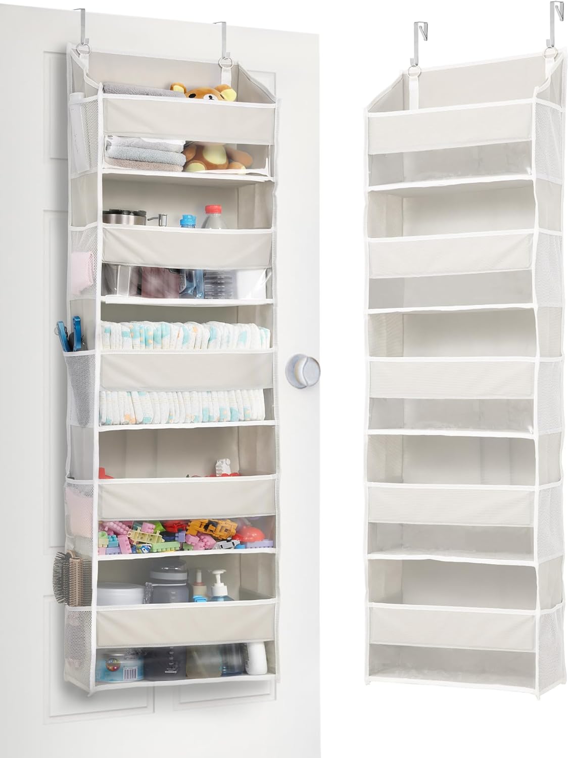 Door Organizer with 5 Large Pockets 10 Mesh Side Pockets