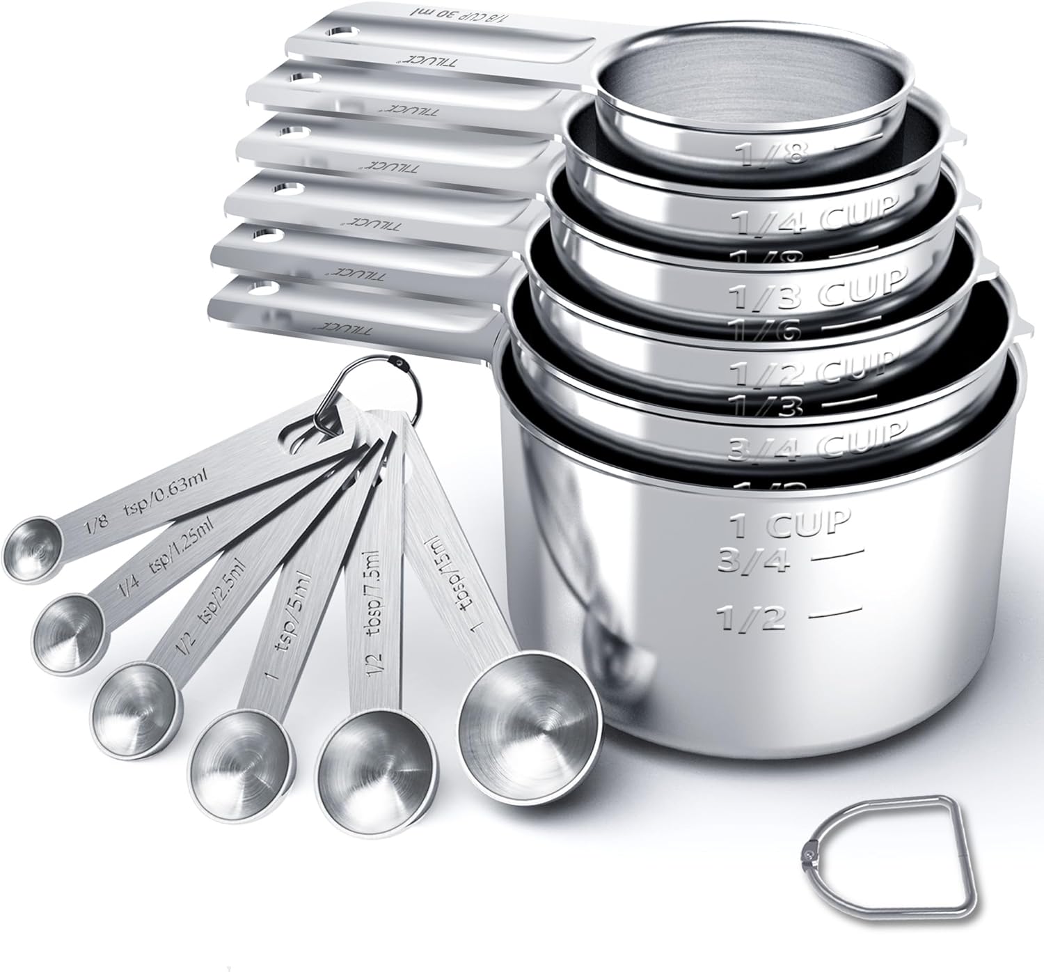 TILUCK Stainless Steel Measuring Cups & Spoons Set