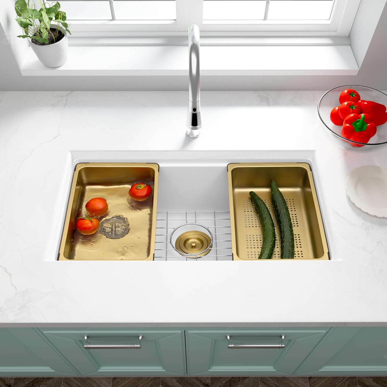 Quartz Composite Workstation Sink with Accessories