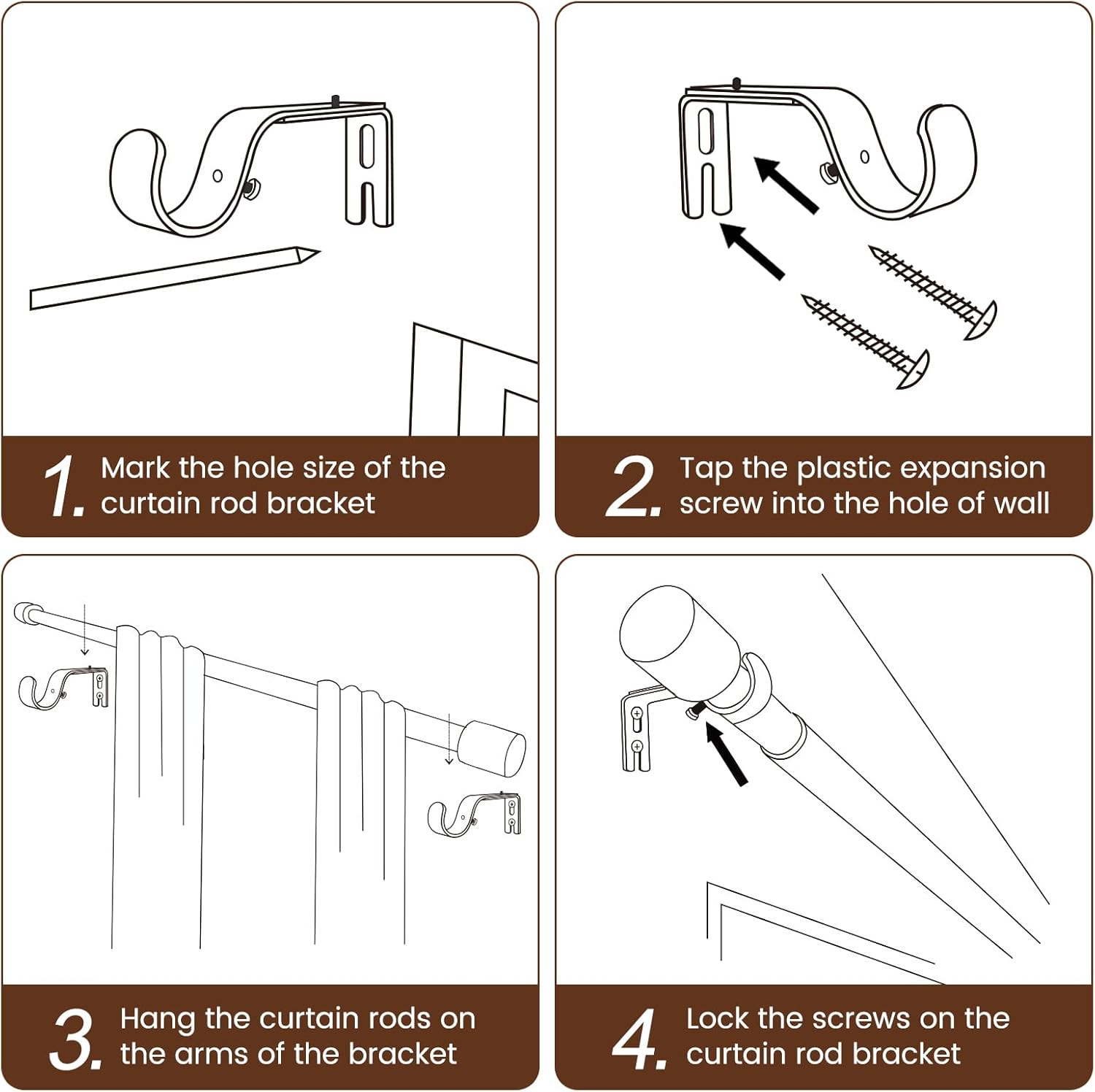 1” Diameter Curtain Rods Itself is 30 to144 inch 1 Pack