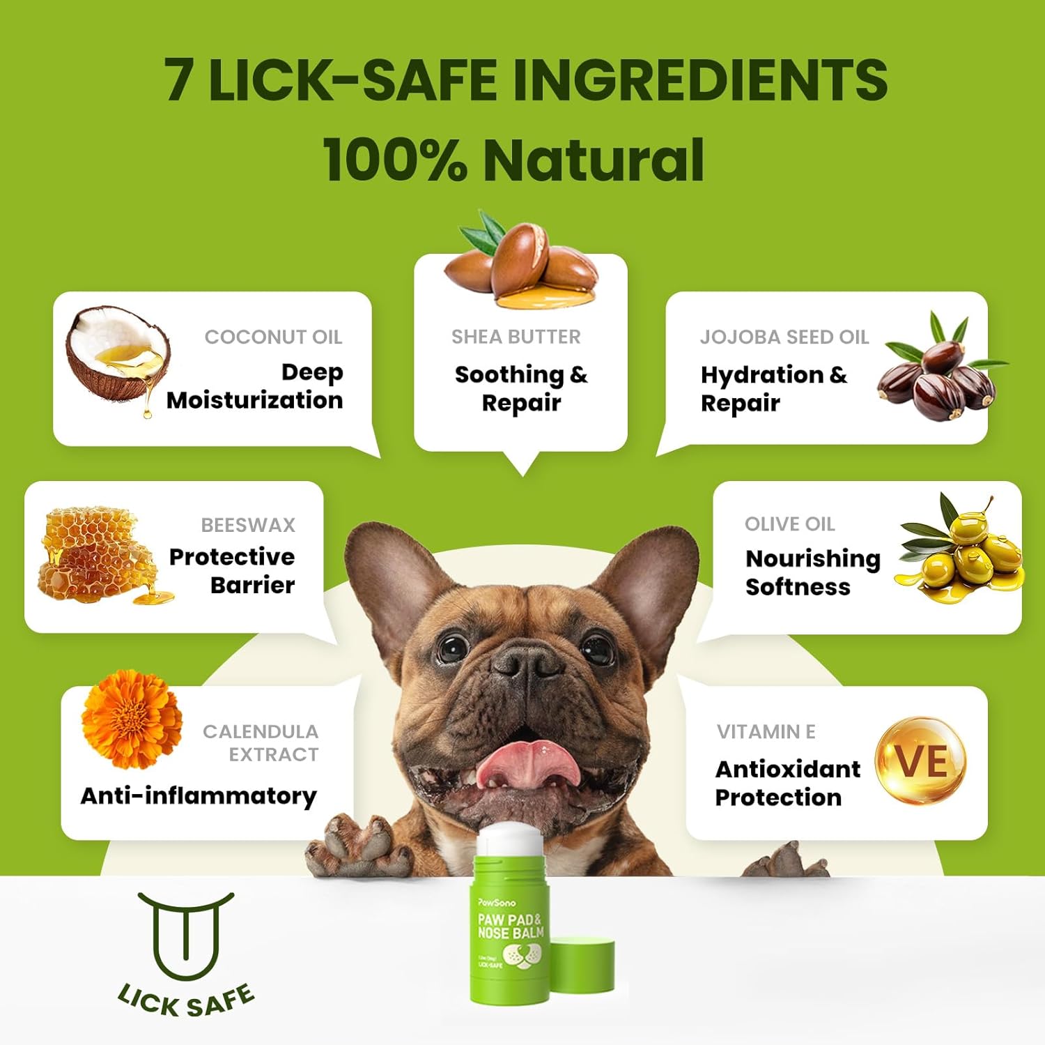 Lick-Safe Dog Paw & Nose Balm Stick with Coconut Oil