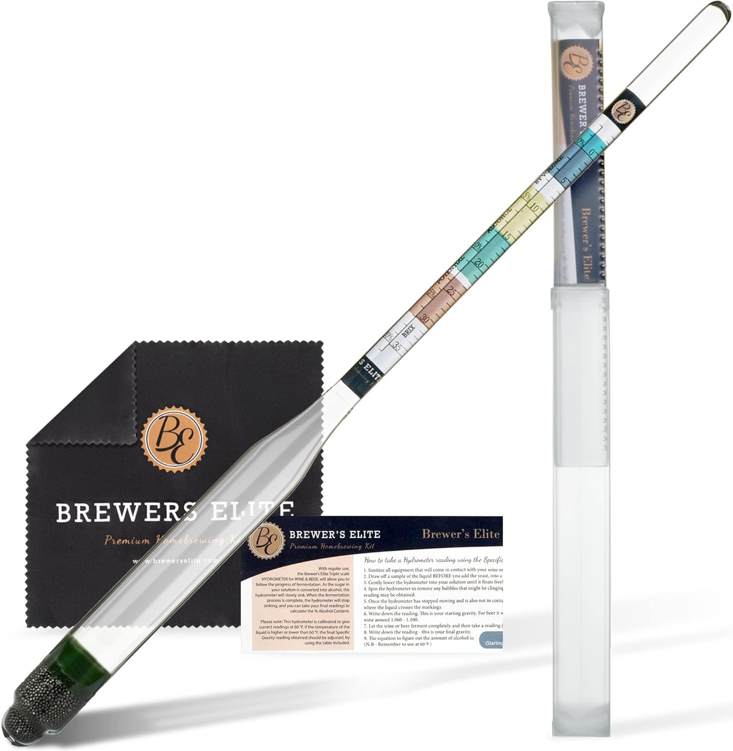 Brewer's Elite Hydrometer & Plastic Test Jar for Home