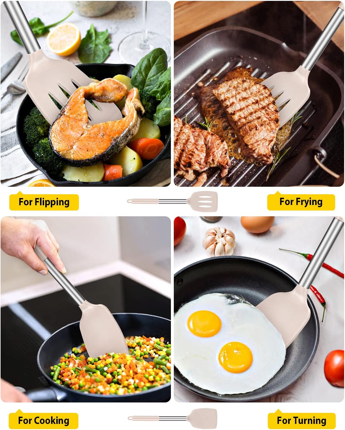 Silicone Solid Turner Non Stick Slotted Kitchen