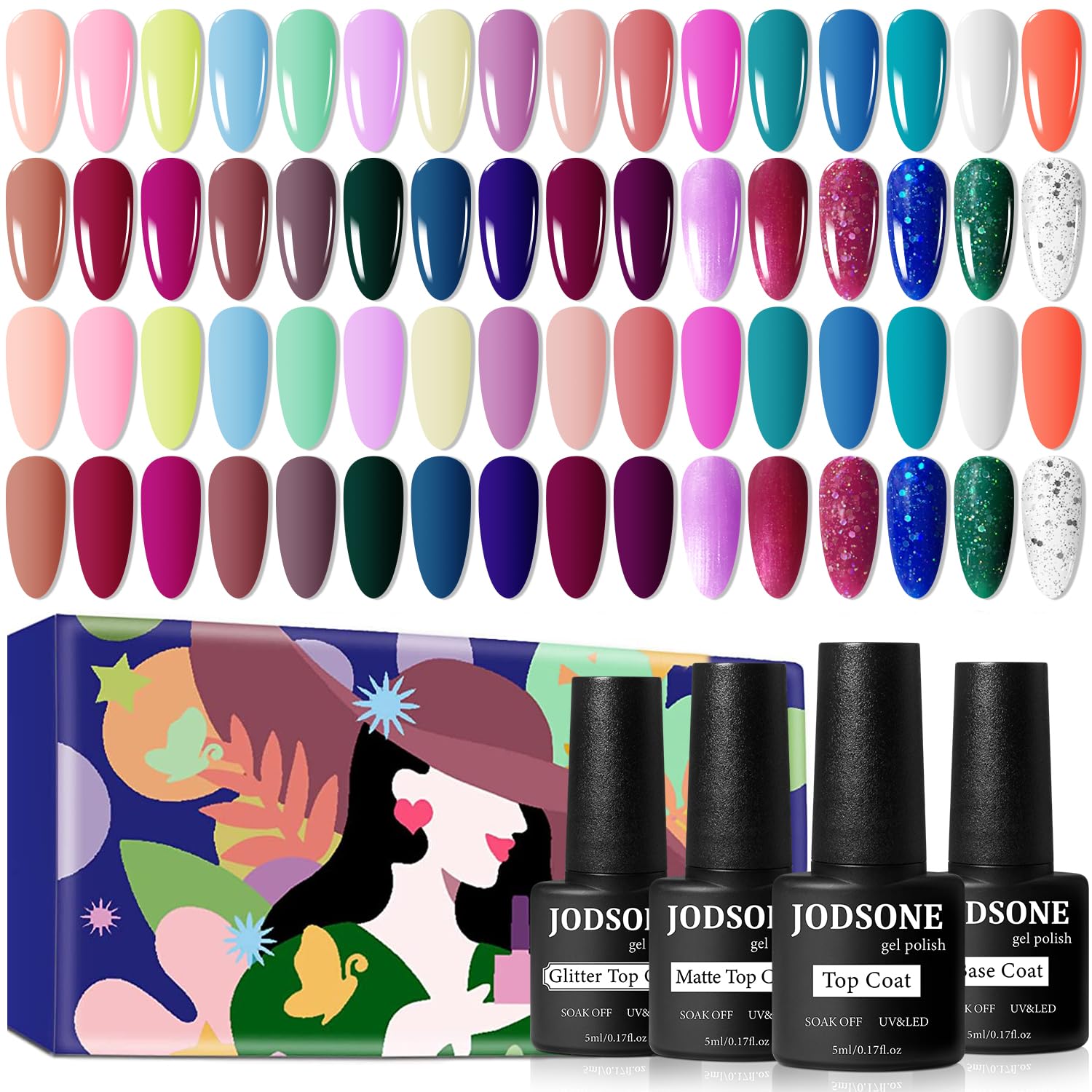 JODSONE 36-Piece Gel Nail Polish Set 32 Colors