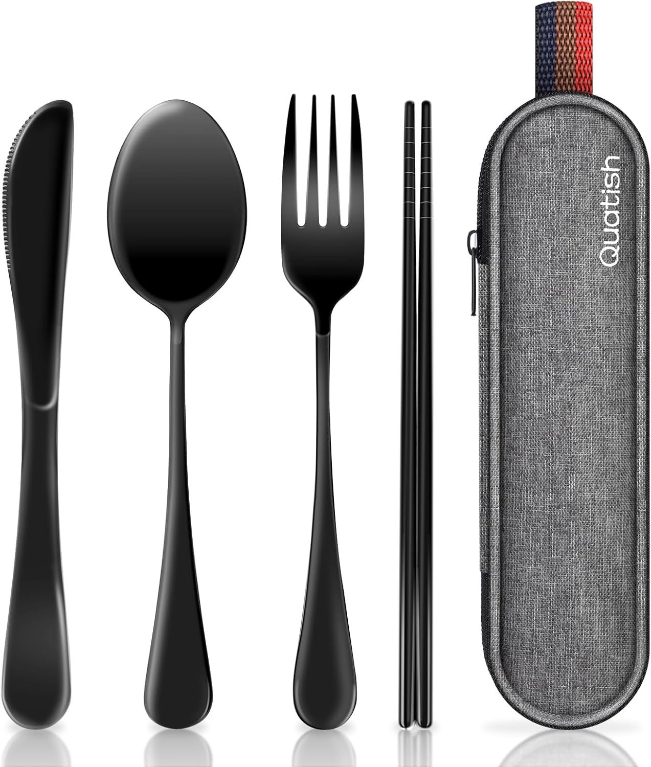 Travel Utensils with Case Quatish Portable Silverware Set
