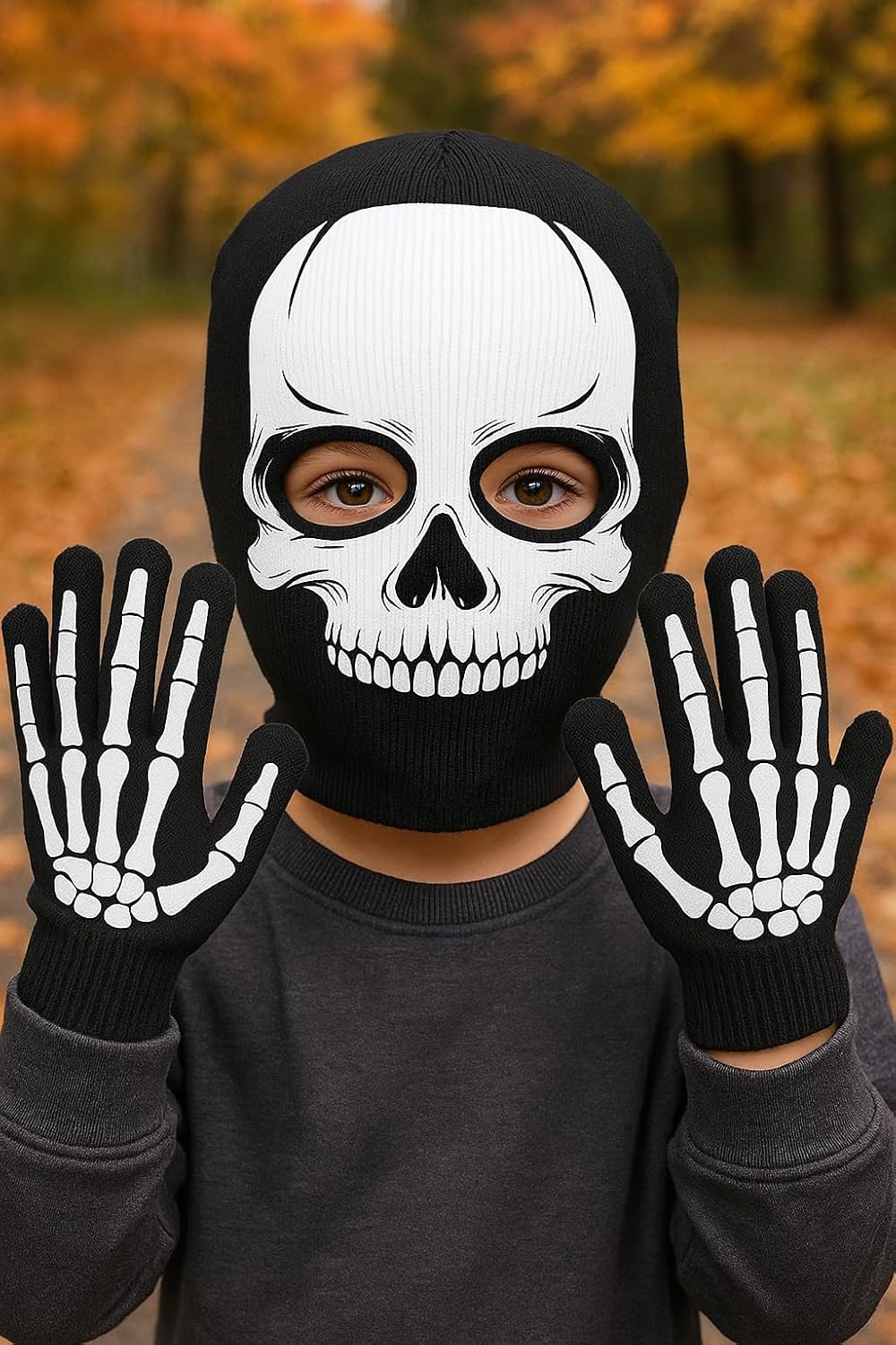 Boy's Skeleton Knit Beanie with Eye Holes