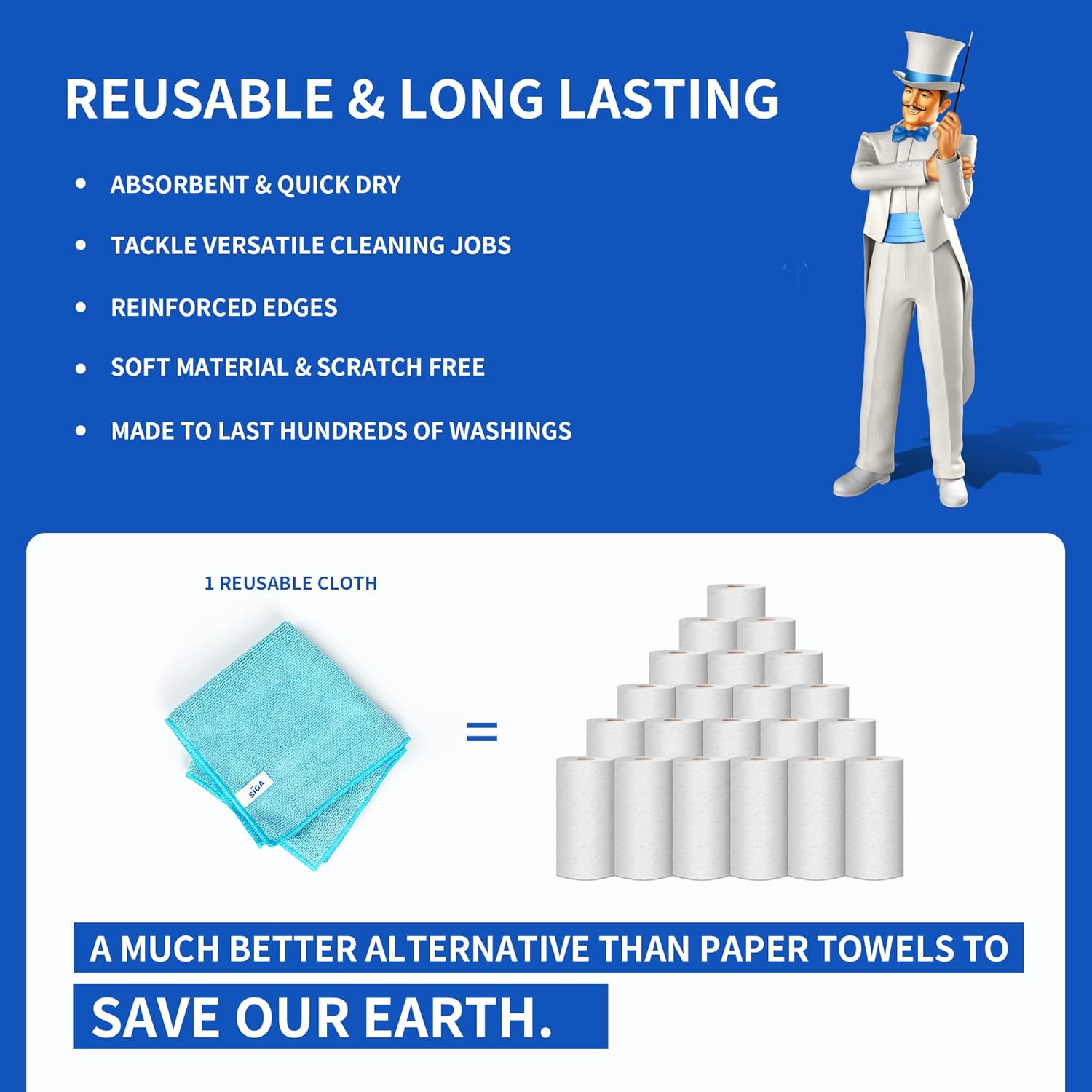 MR.SIGA Microfiber Cleaning Cloths