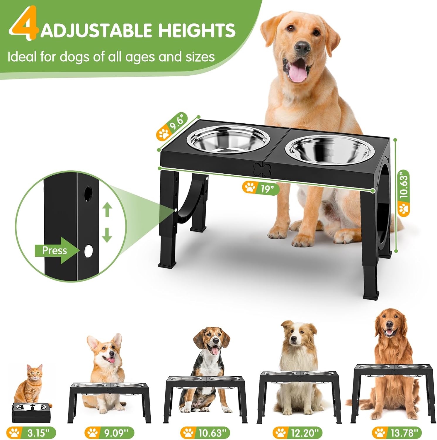 XIAZ Elevated Dog Bowl Stand Dog Food & Water Dish