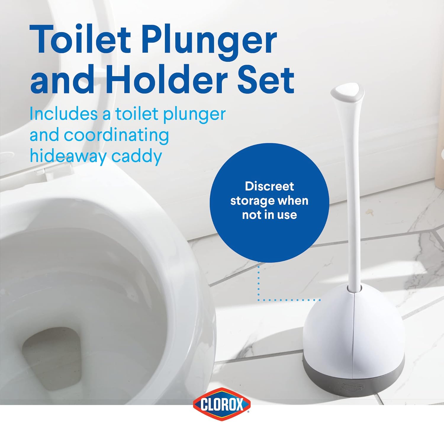 Clorox Toilet Plunger with Hideaway Holder Caddy