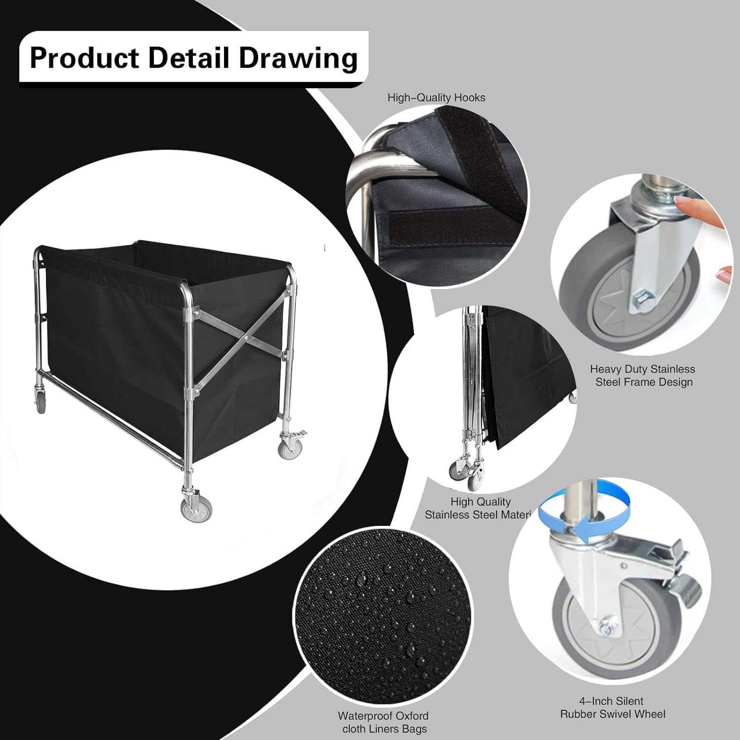 Rolling Collapsible Laundry Basket with Wheels