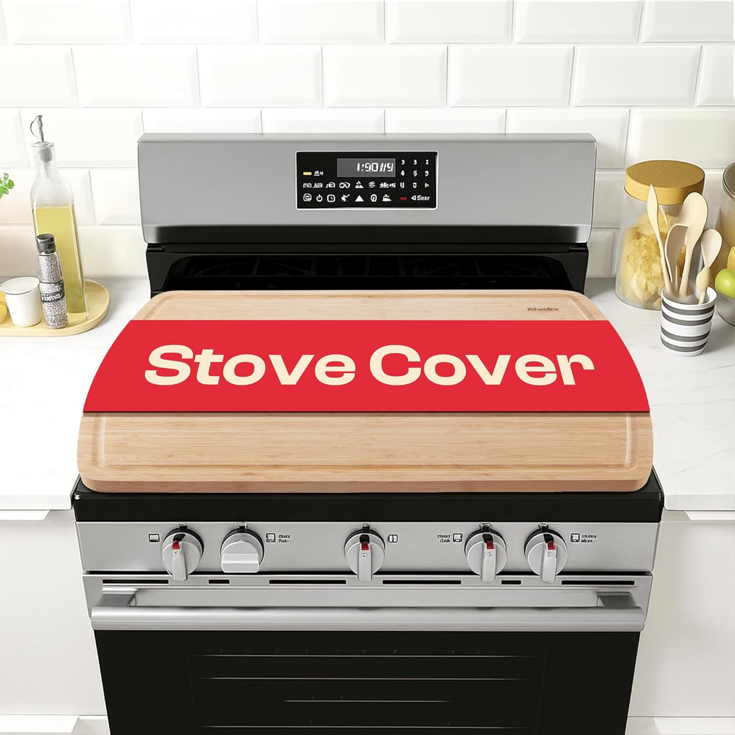 Natural Acacia Stove Cover for Gas Electric
