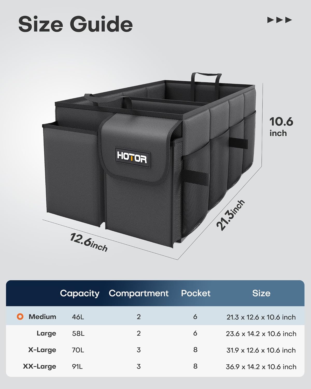 HOTOR Foldable Trunk Organizer