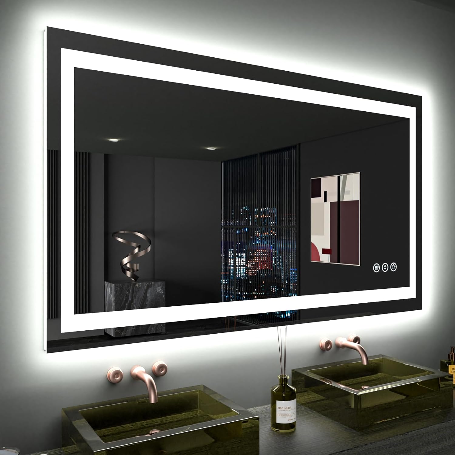LOAAO 24X32 LED Bathroom Mirror with Lights
