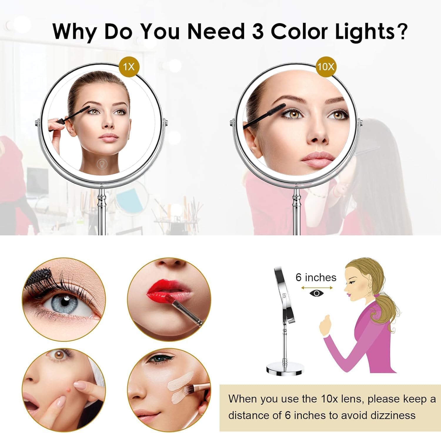 Rechargeable Lighted Makeup Mirror