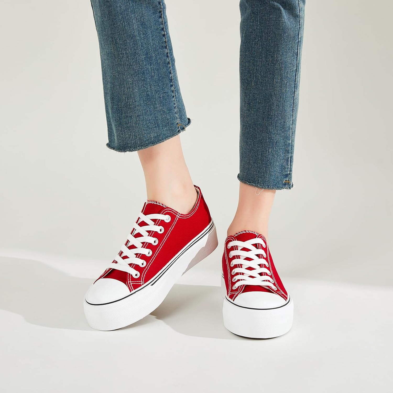 SERNIAL Womens White Platform Sneakers for Women