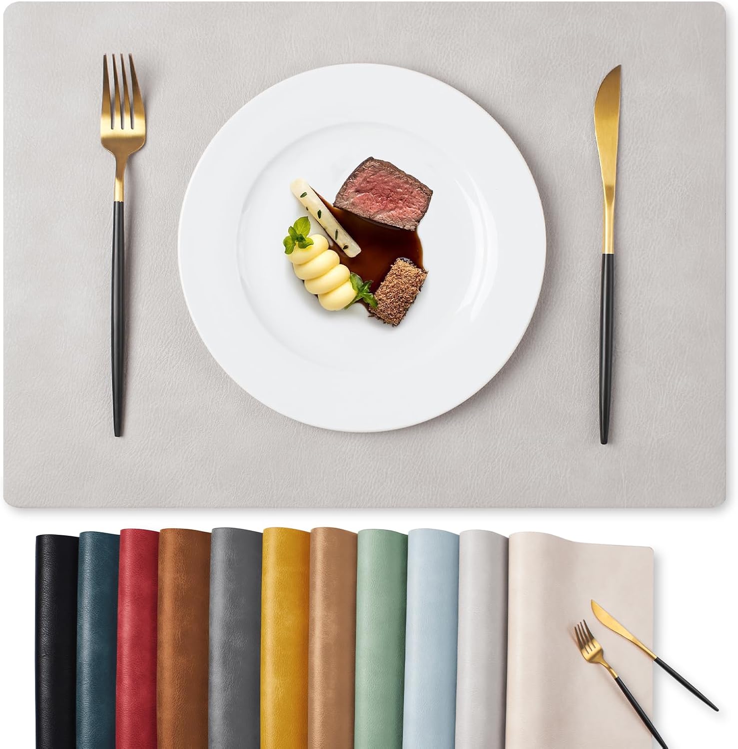 MOSAYT Vinyl Placemats Set Fall Faux Leather