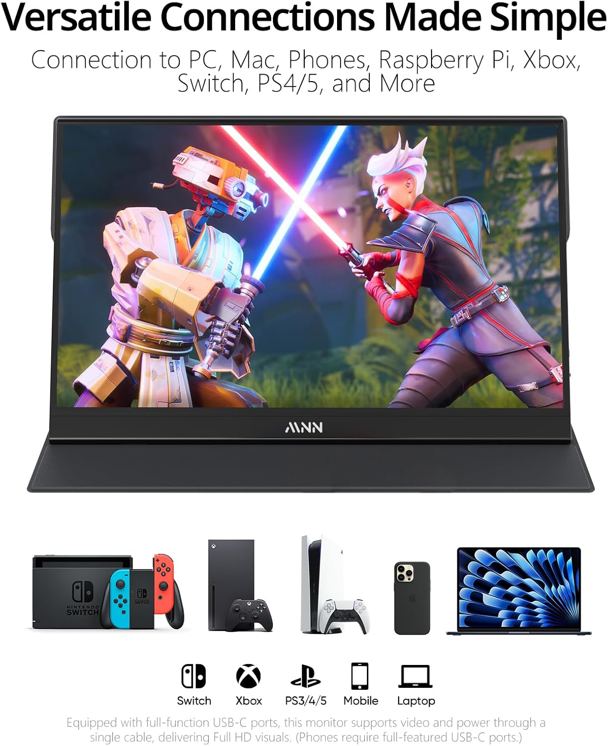 MNN 15.6" Portable Monitor  with Speakers