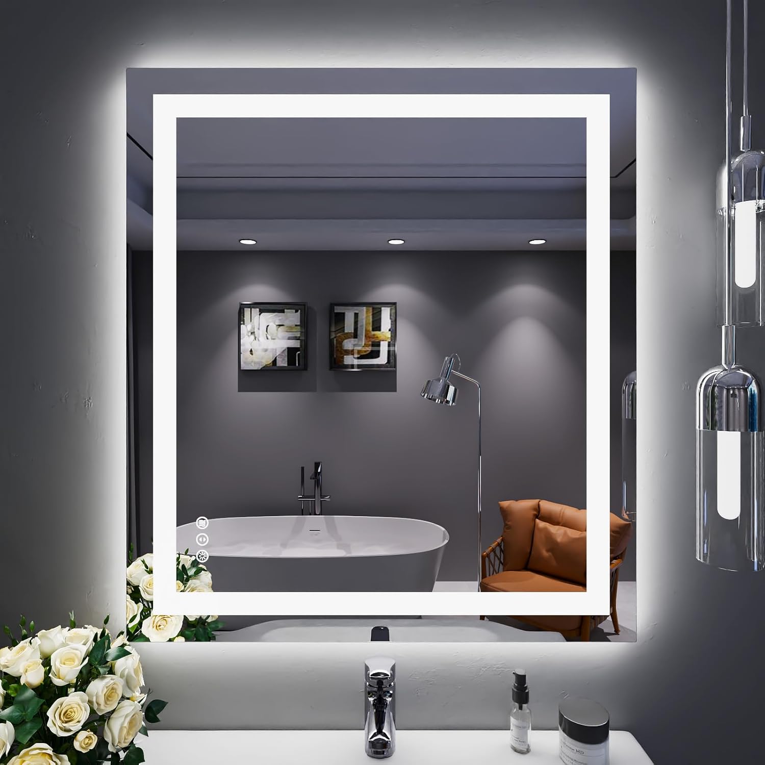 LOAAO 24X32 LED Bathroom Mirror with Lights