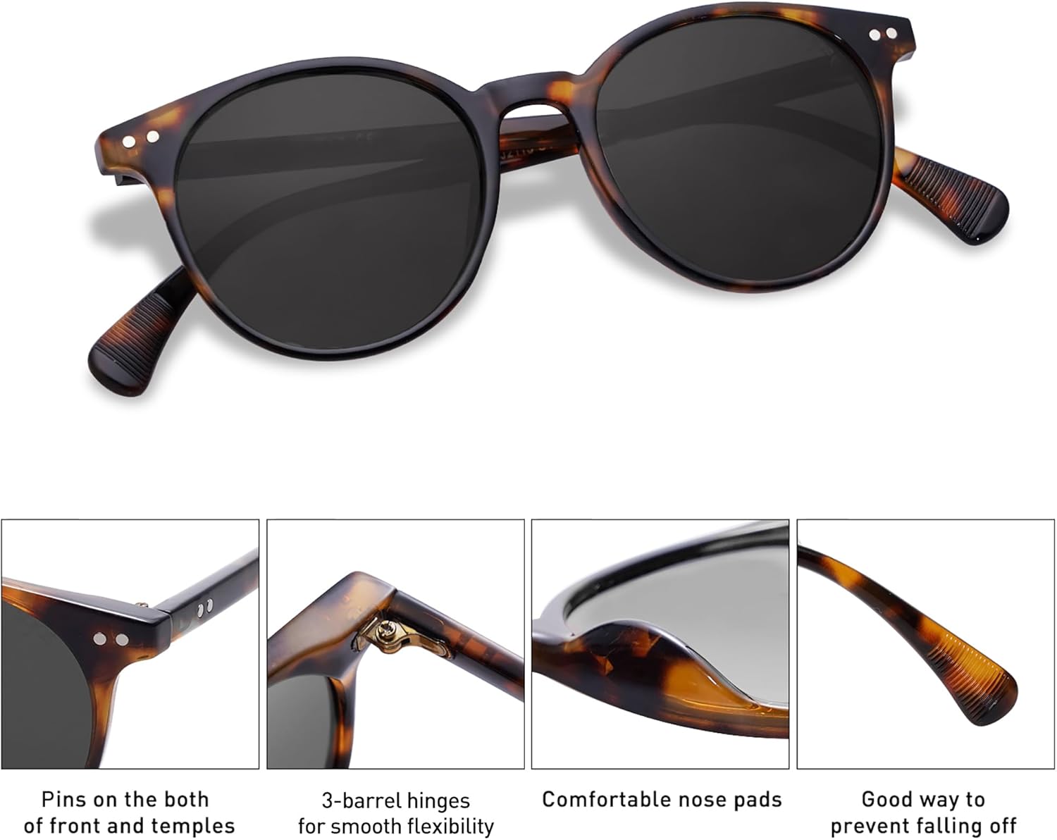 SOJOS Small Round Polarized Sunglasses
