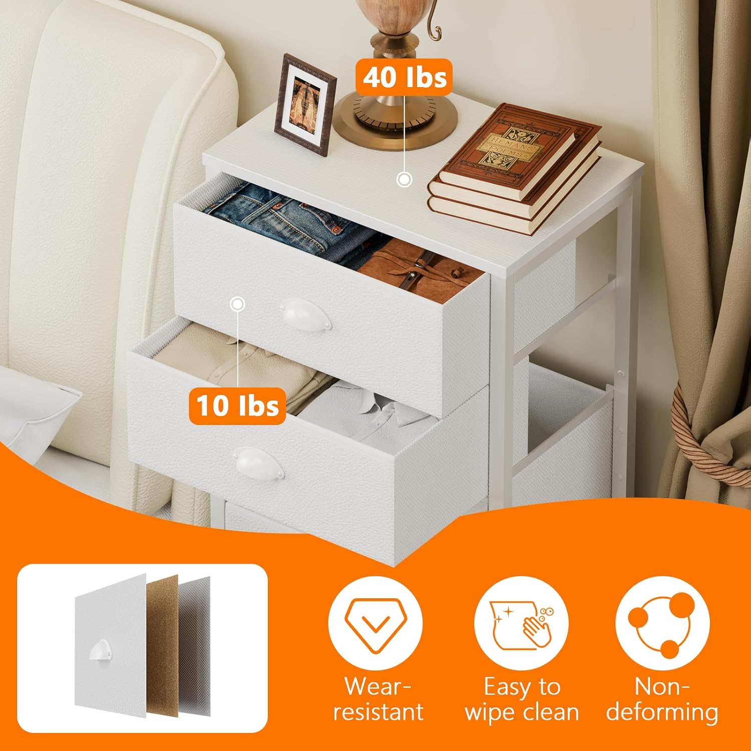 Furnulem White Tall Dresser for Bedroom Storage Tower