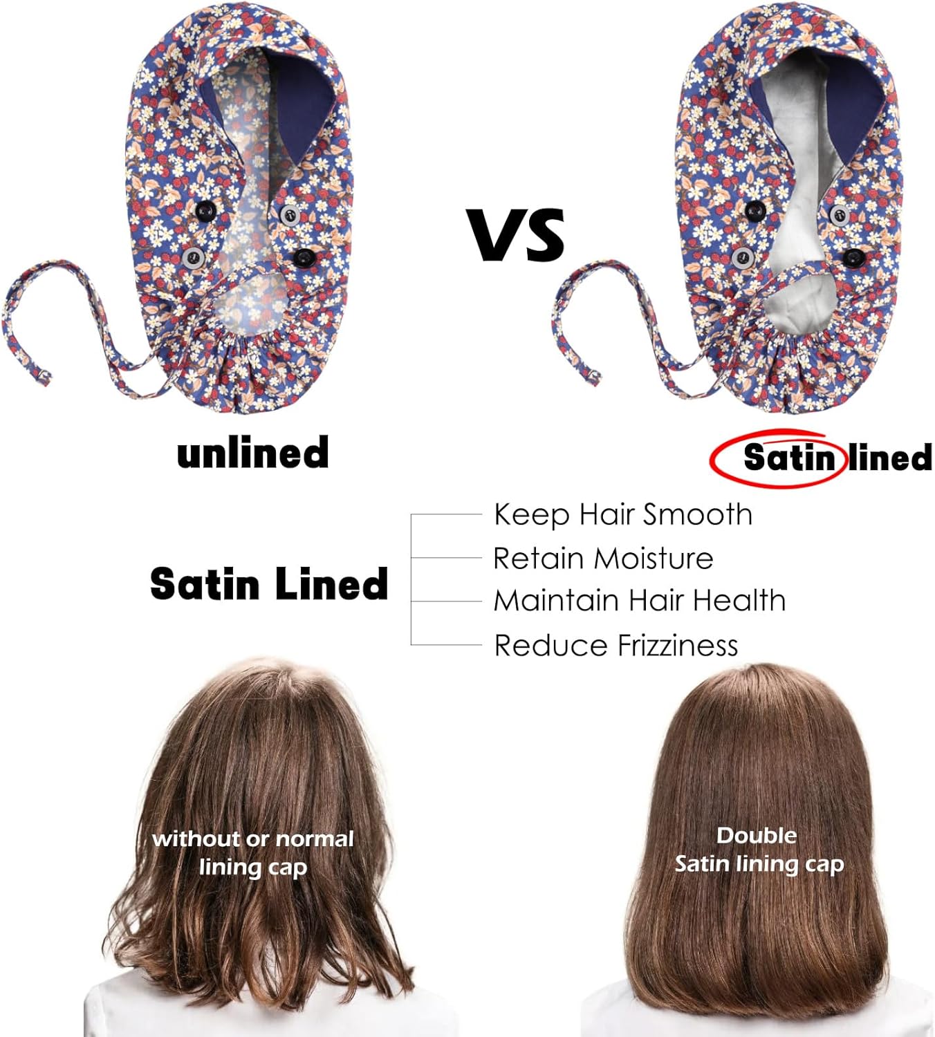 Scrub Caps Women Satin Lined Ponytail Surgical Caps