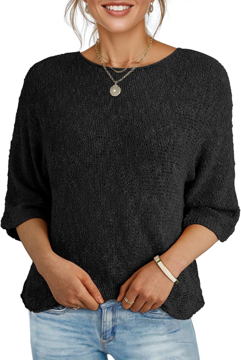 Dokotoo Womens Fall Casual Crewneck Sweaters