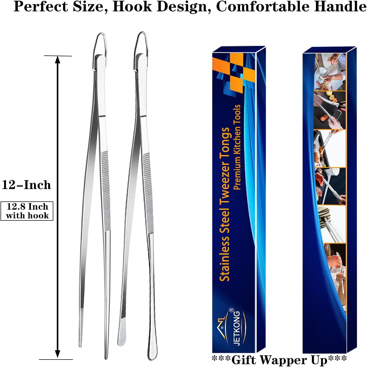 JETKONG Kitchen Tweezers Fine Tweezer Tongs