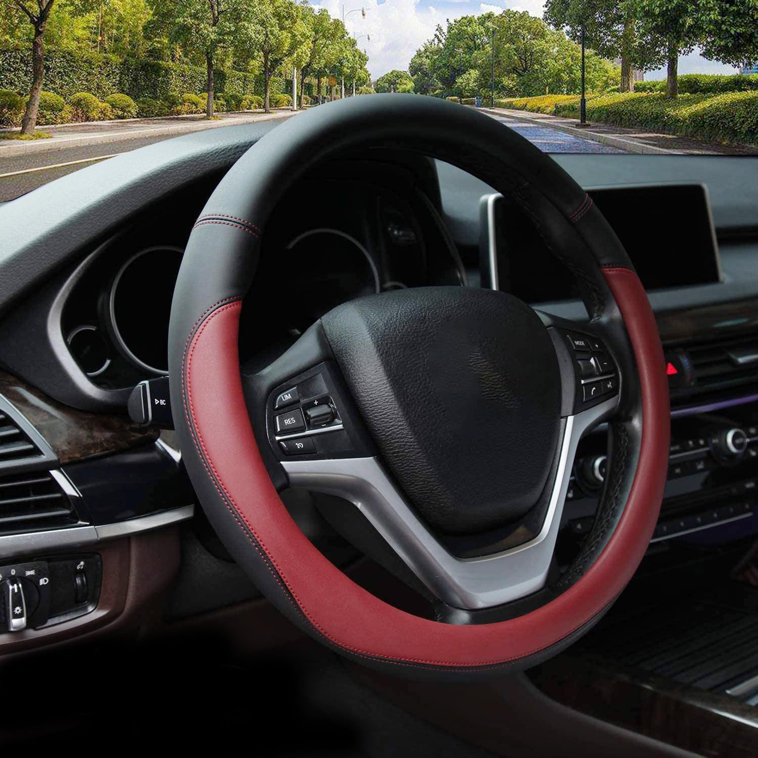 Valleycomfy Microfiber Leather Steering Wheel Cover