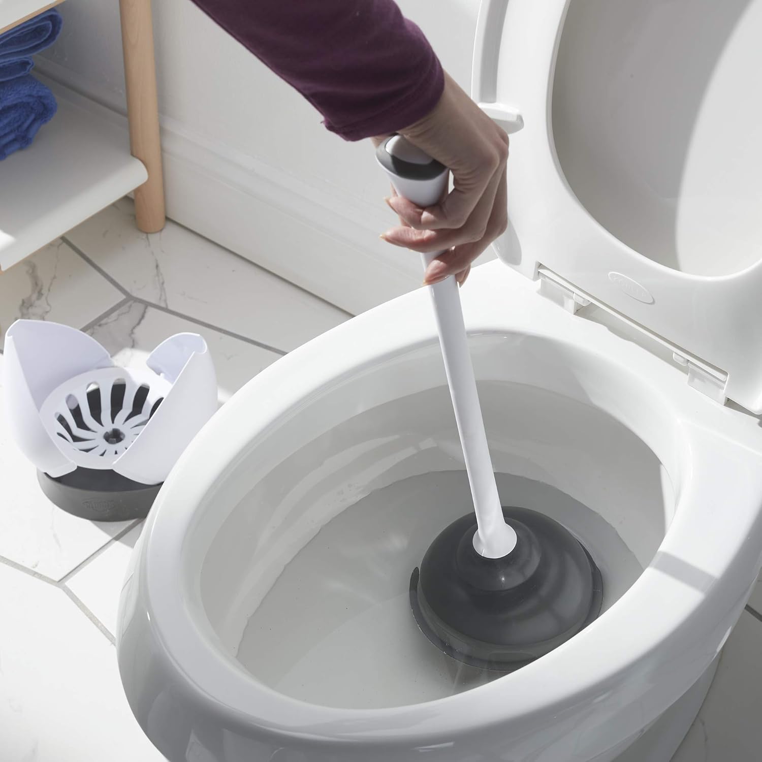 Clorox Toilet Plunger with Hideaway Holder Caddy