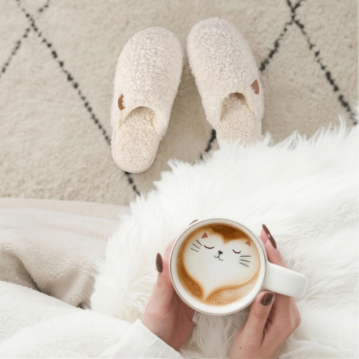 EverFoams Women's Fuzzy Slip-on Slippers