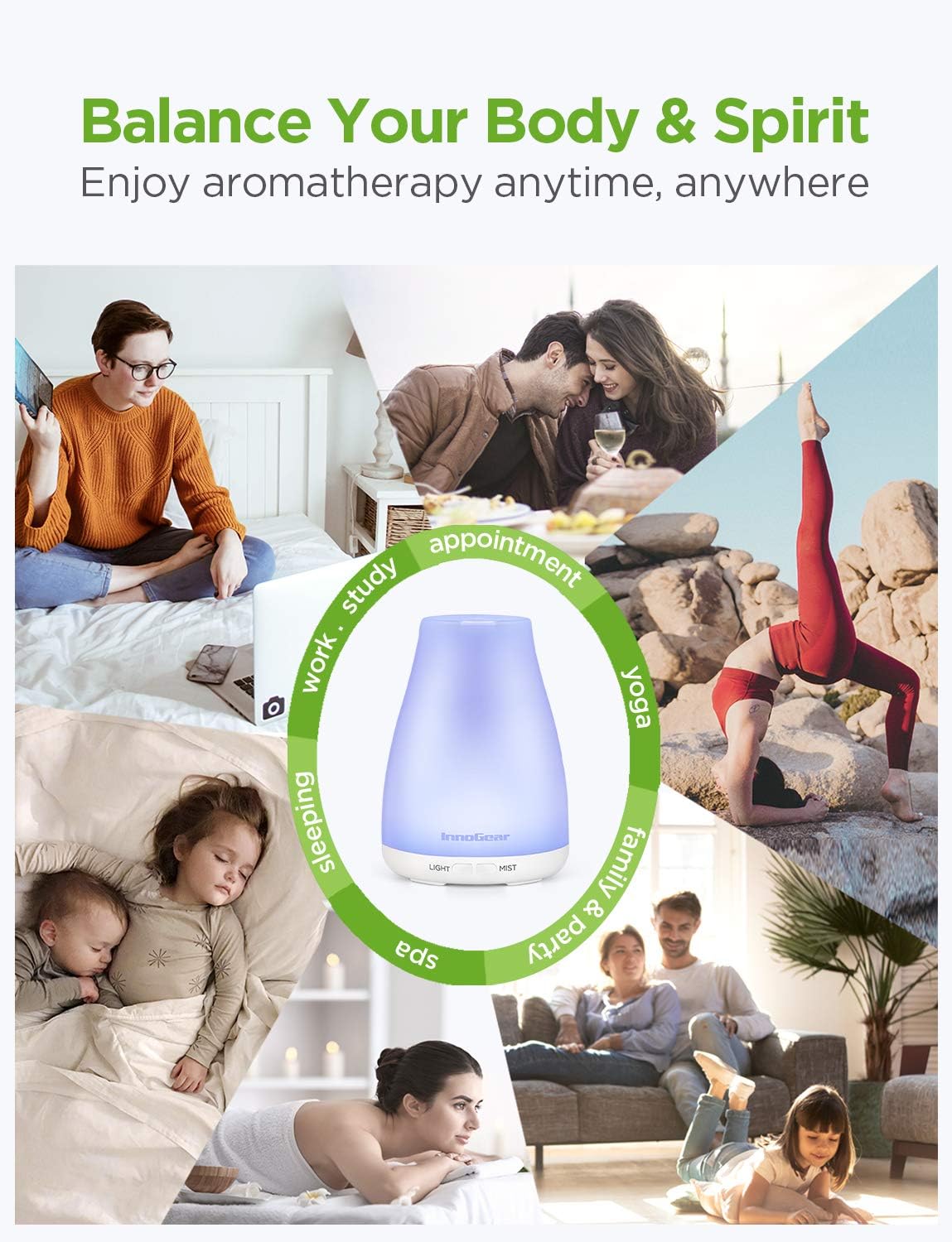 InnoGear Essential Oil Diffuser 5-in-1 Aromatherapy