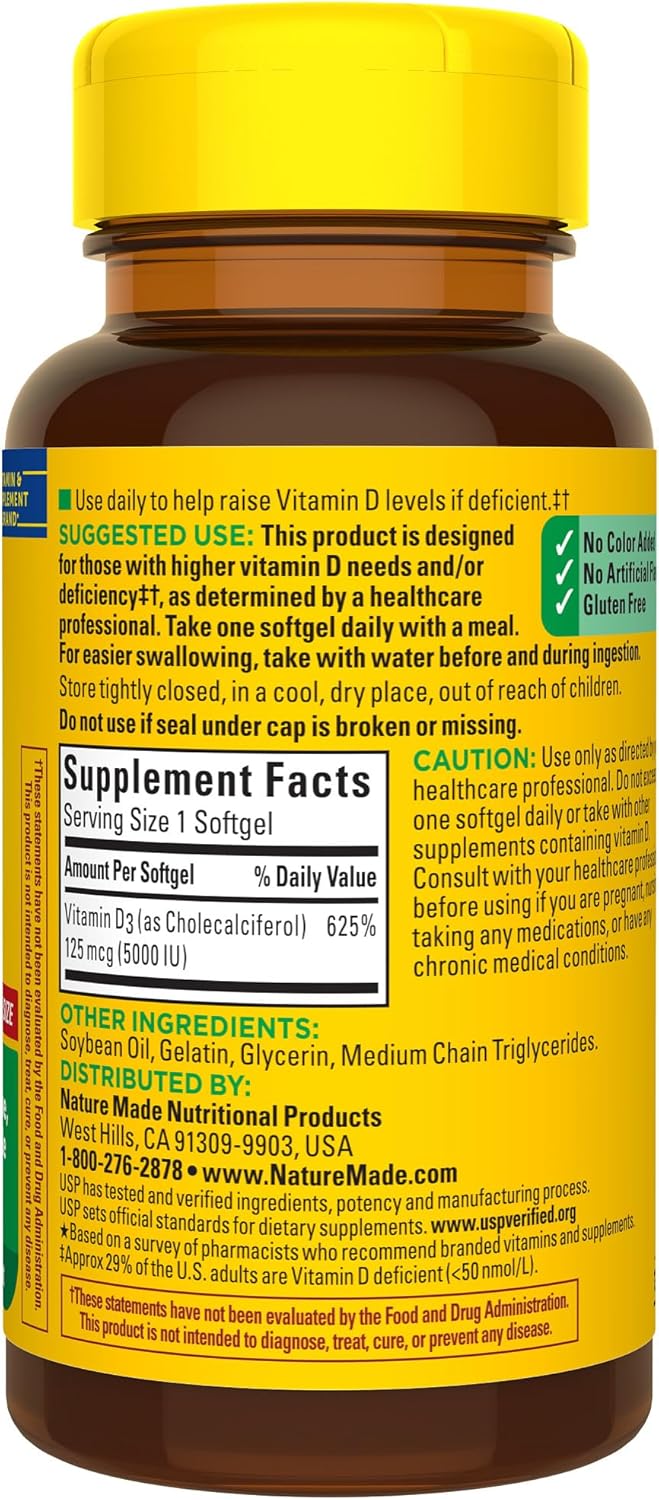 Nature Made Vitamin D3 5000IU Softgels
