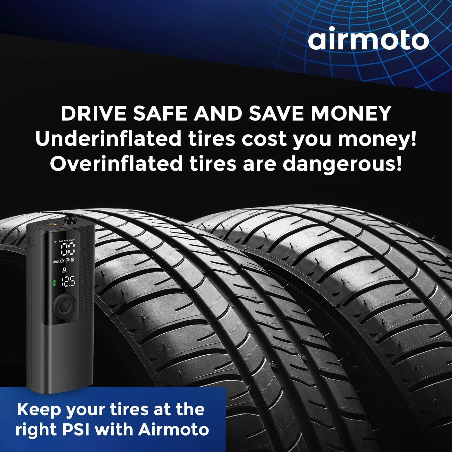Airmoto Portable Tire Inflator with Digital Gauge