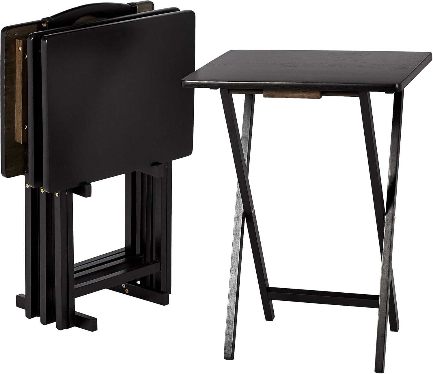 Classic Foldable TV Dinner Tray Table with Storage Rack