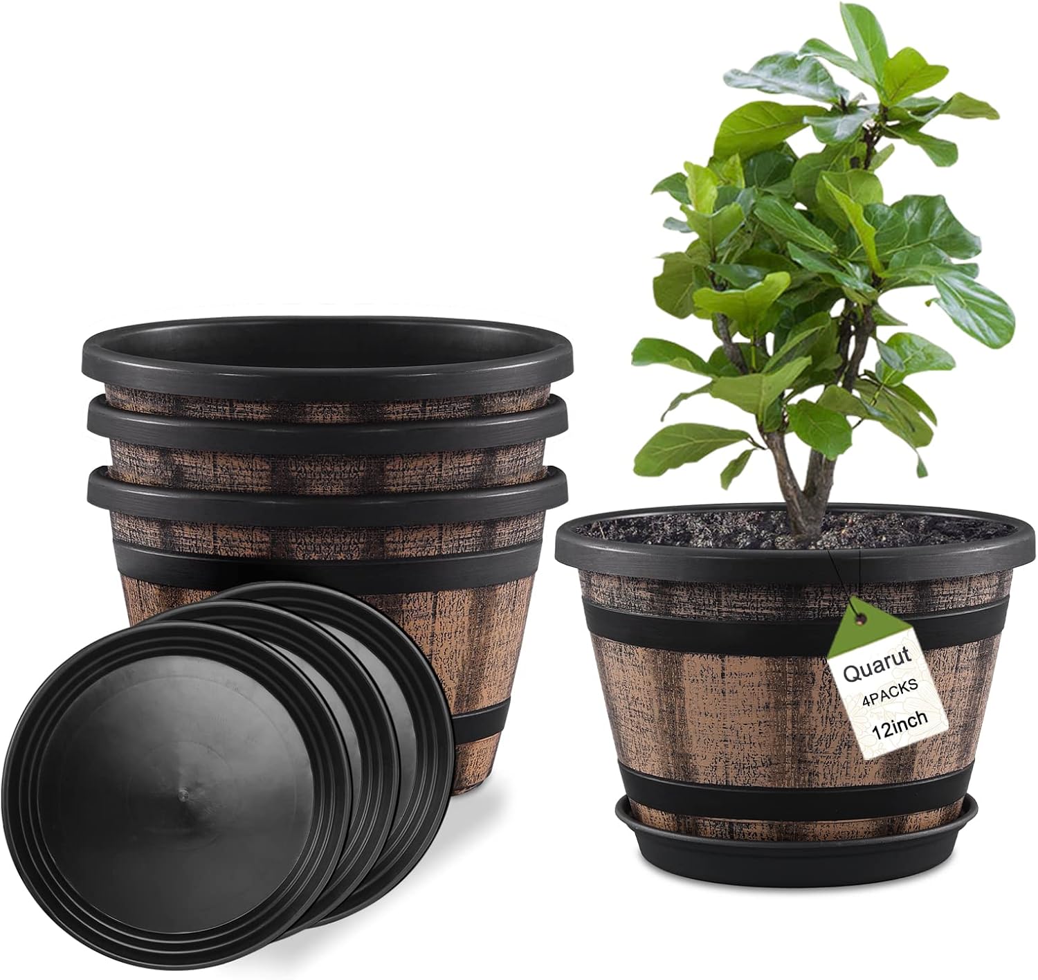 Quarut Plant Pots Whiskey Barrel Planters