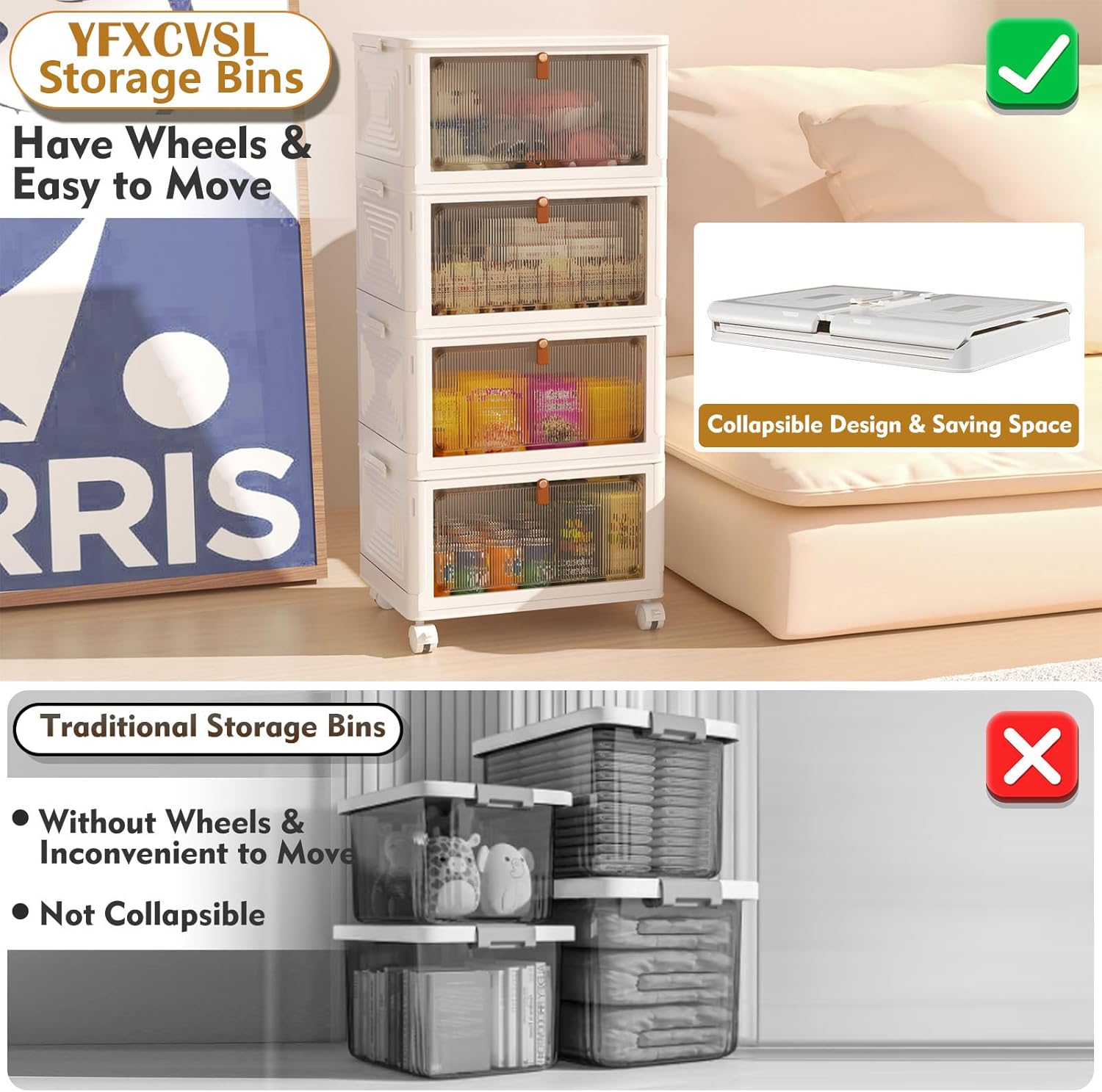 Plastic Storage Bins with Lid  Stackable Storage Containers