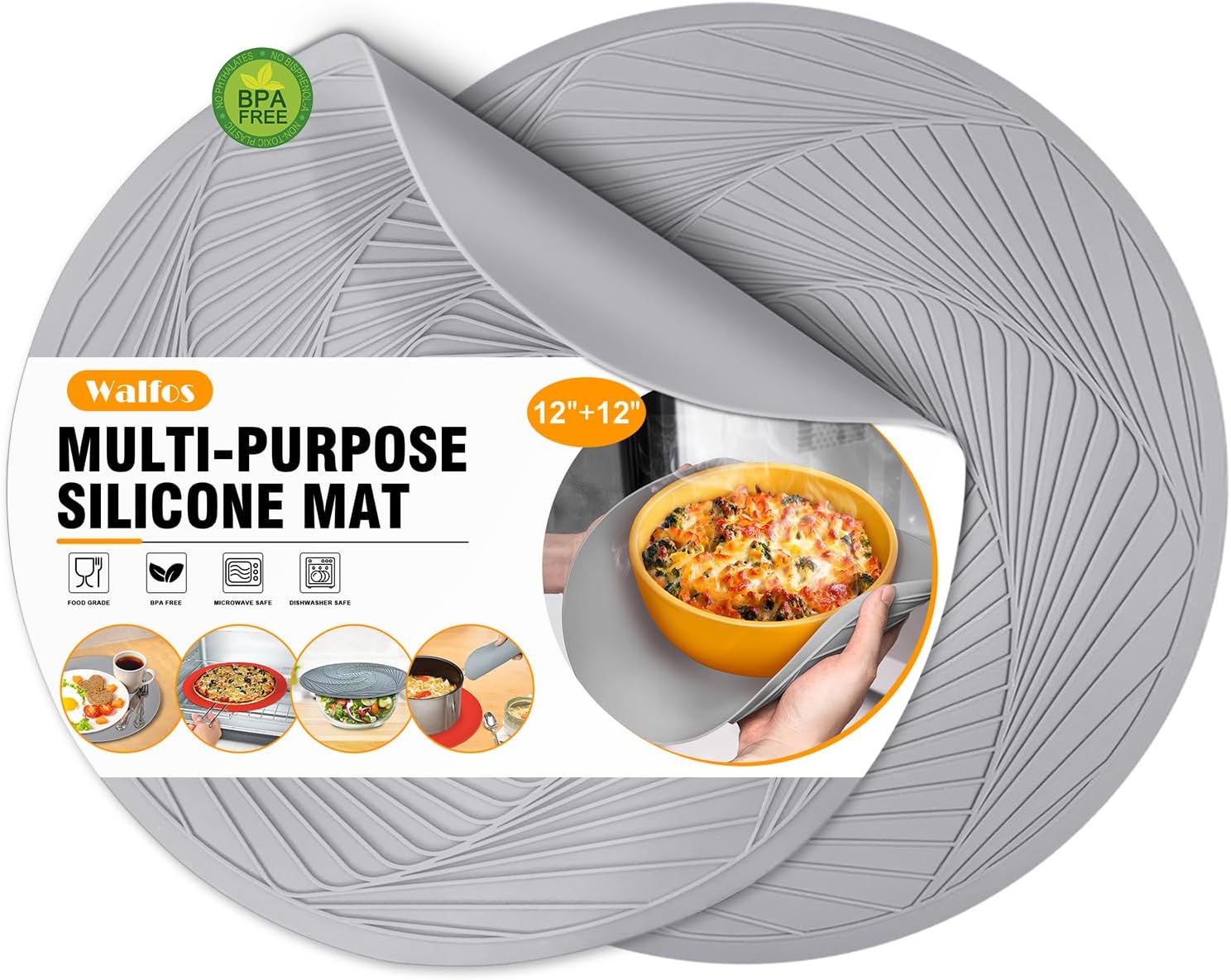 Walfos Silicone Trivet Mats - 4 Heat Resistant Pot Holders