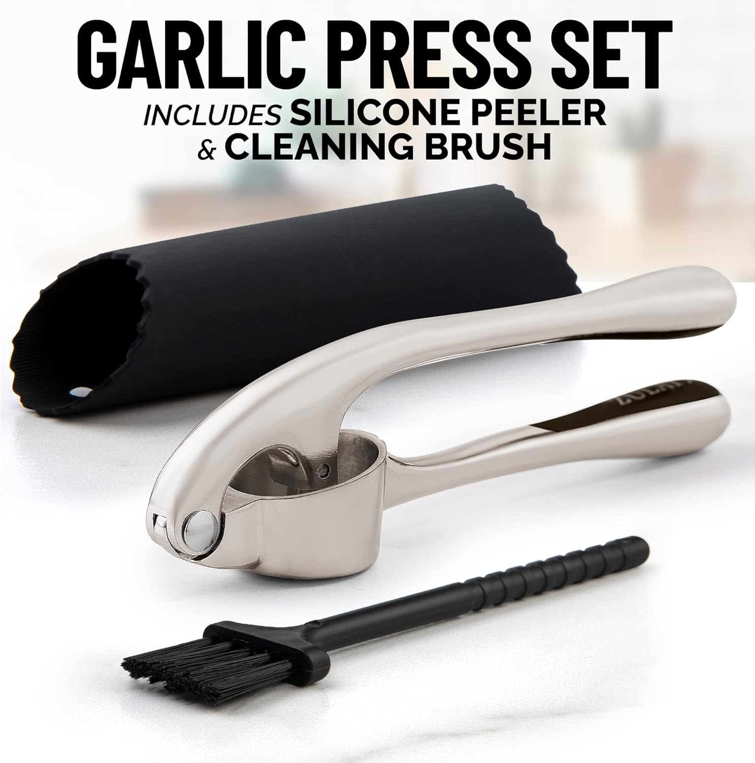 Zulay Kitchen Premium Garlic Press Set