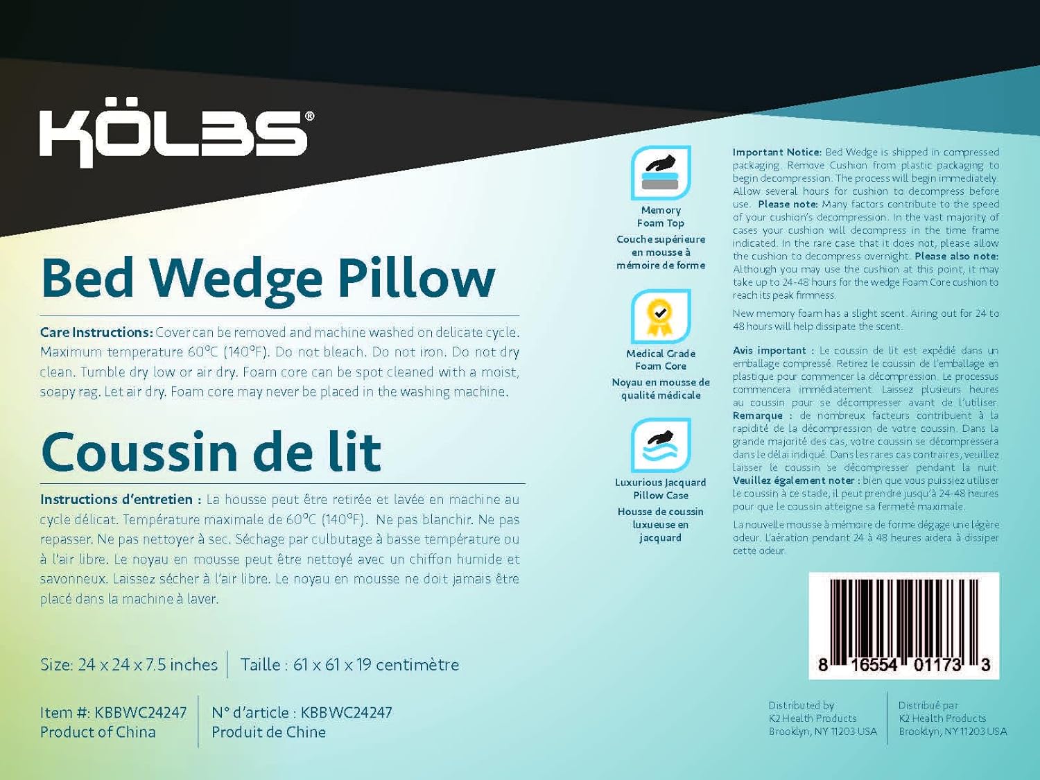 Kolbs Bed Wedge Pillow Chic Jacquard Cover