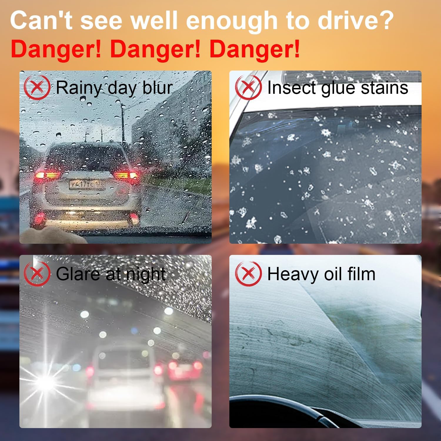 Fululuer Automotive Oil Film Cleaning Brush for Car Windows, Clear Vision Glass Cleaner, Windshield Cleaner, Anti-Rain Fog Cleaning Glass Brush with Refill, Improves Clarity