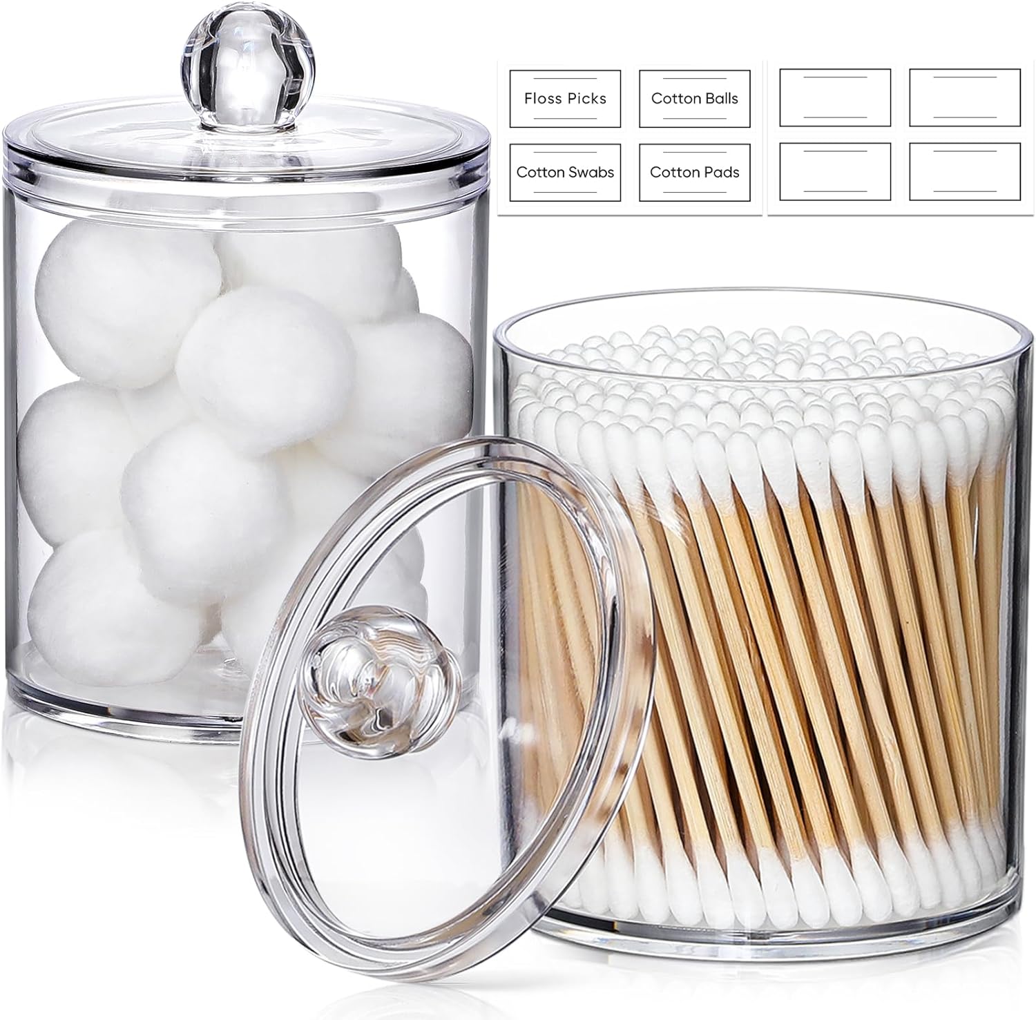 4 Pack Acrylic Qtip Holder Dispenser for Cotton Swabs