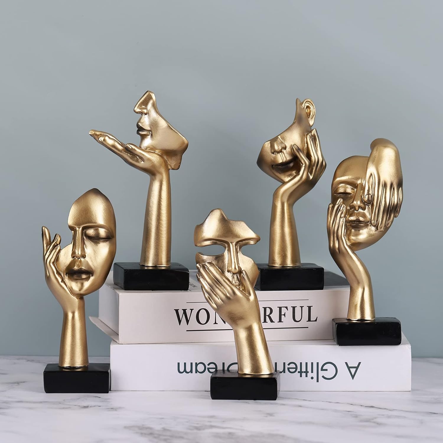 3 Pcs Thinker Small Statue Set Home Decor
