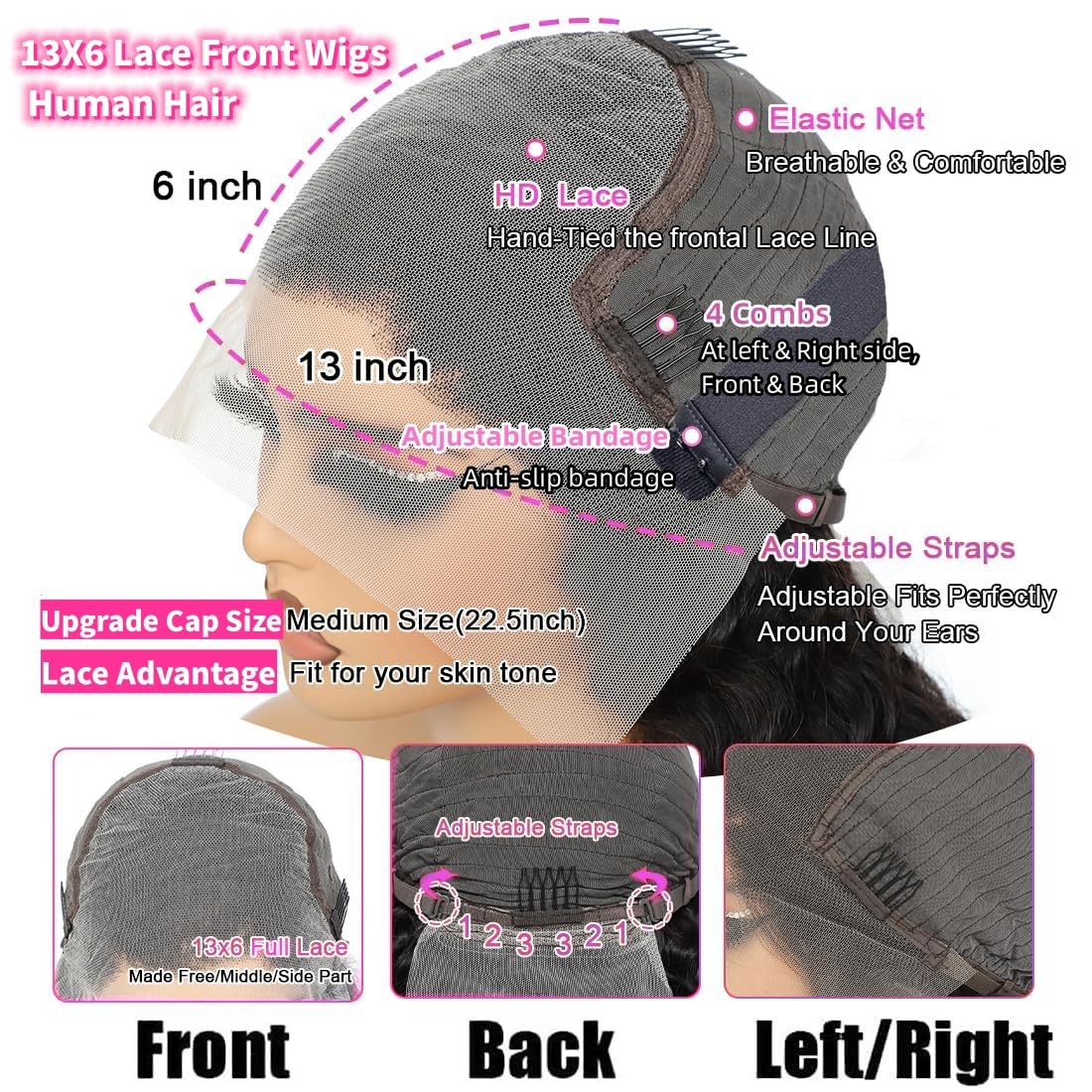 JTMMP 26" Deep Wave Lace Front Wig