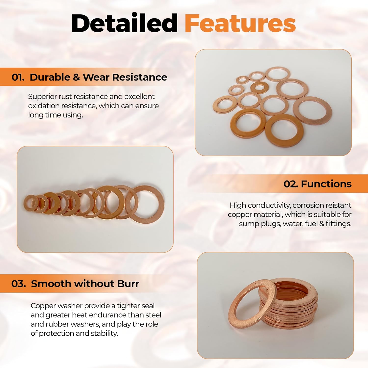 Premium Copper Crush Washer Assortment Kit