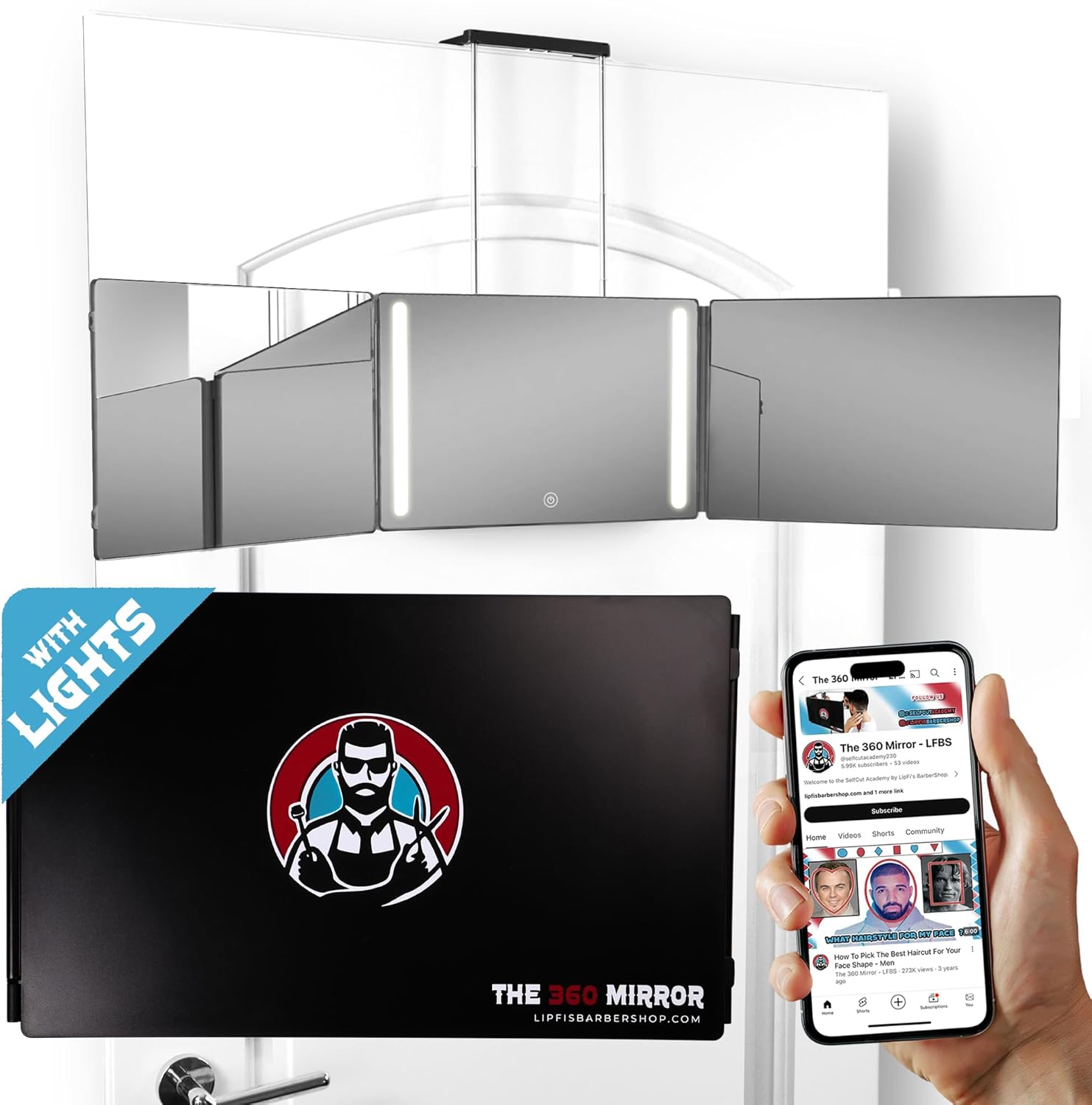 The 360 Mirror - 3 Way Mirror for Self Hair Cutting