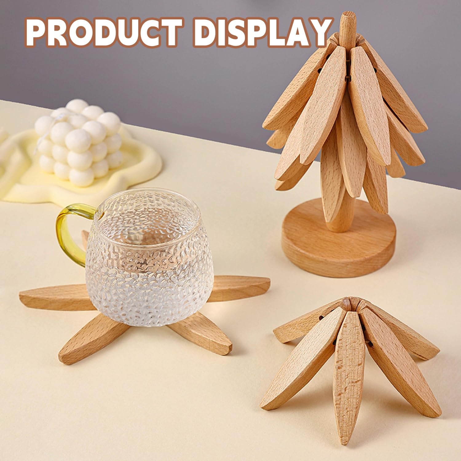 Wooden Trivets for Hot Dishes Tree Shape Trivet Set