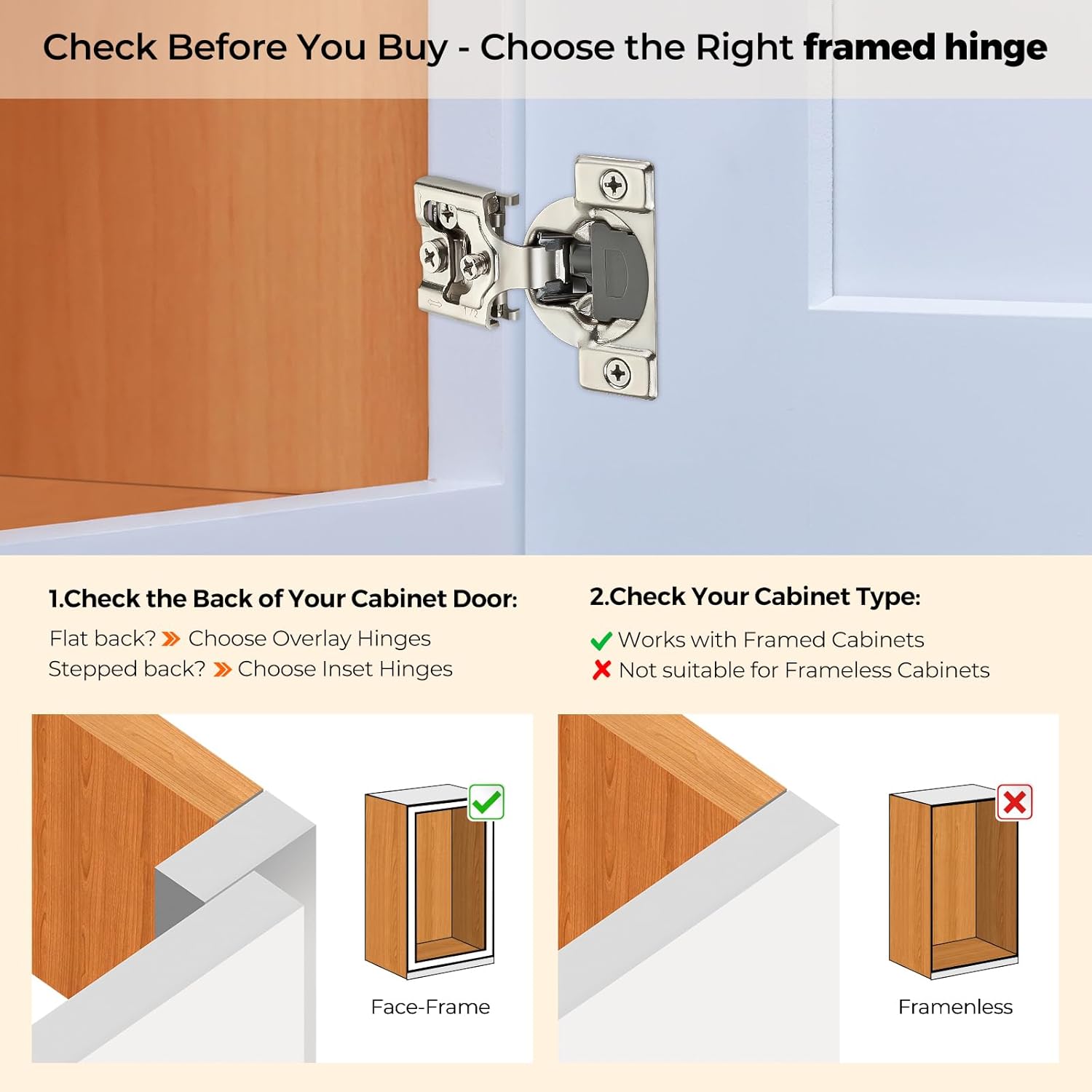 Ravinte Overlay Soft Close Hinges for Kitchen Cabinets